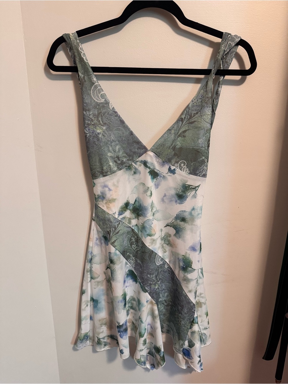 Tiger Mist Green & White Watercolor Floral Mini Dress
